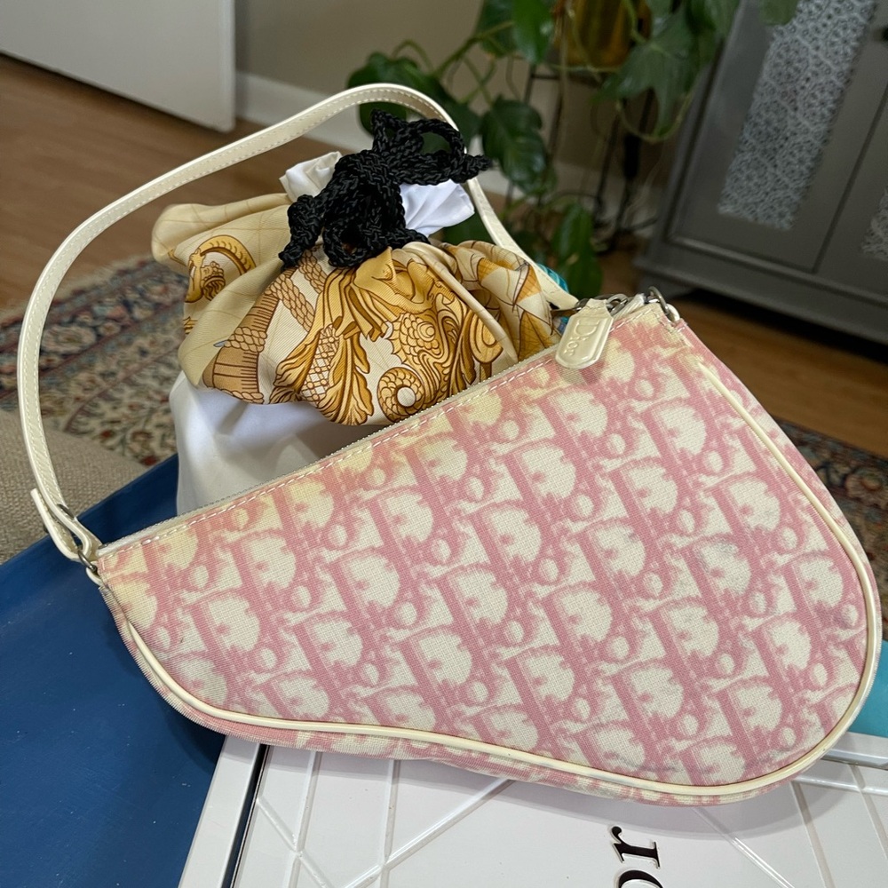 Dior Pink Oblique Logo Mini Canvas Saddle Bag - Picture 3 of 17